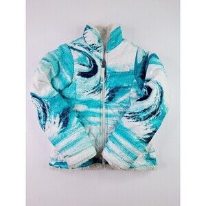 NORTH FACE Brianna Ocean Wave Ski Jacket Coat Girls XXS Turquoise White Aqua